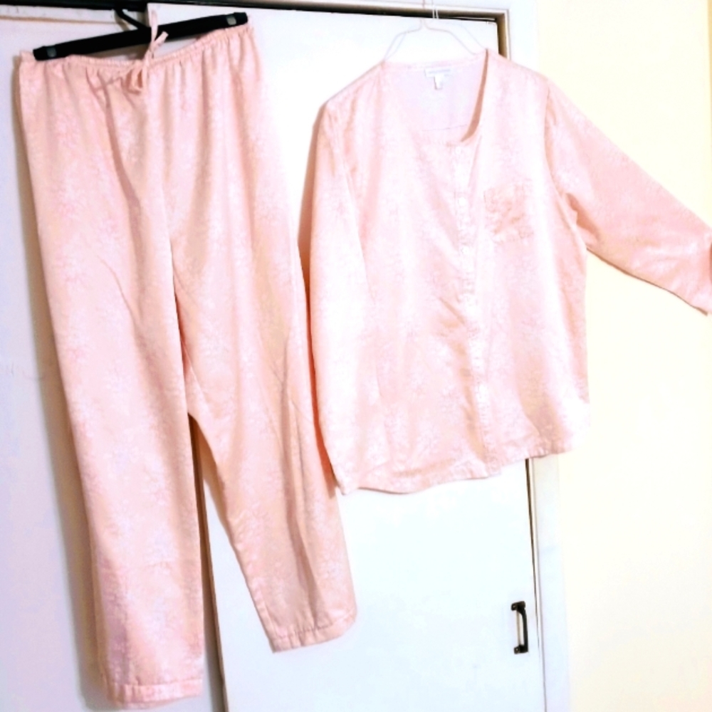 Carole Hochman Pale Pink Satin Pajama Set XL